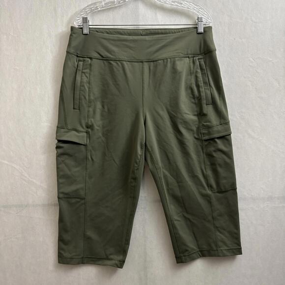 Duluth Trading Women’s Large Green Namastash NoGa Capri Sweatpants - Picture 1 of 10